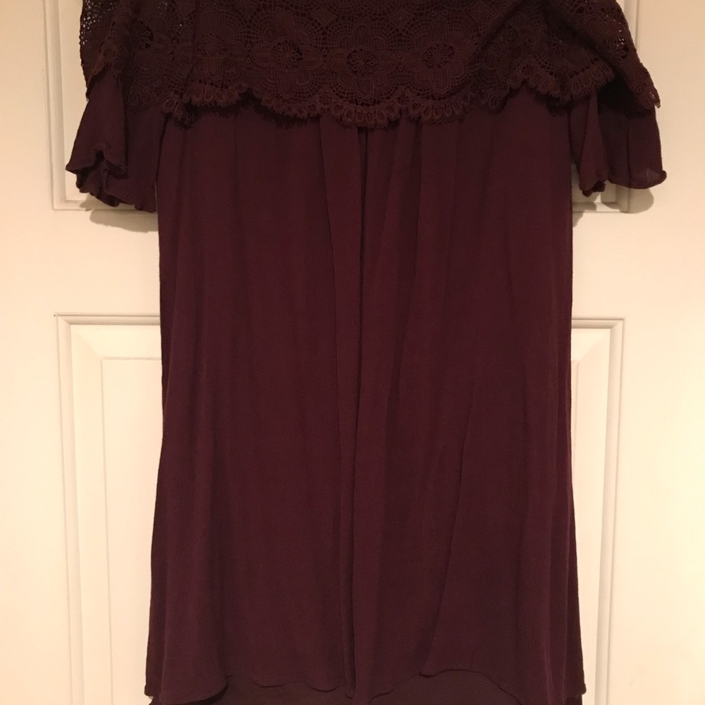 Maroon Off The Shoulder Dress